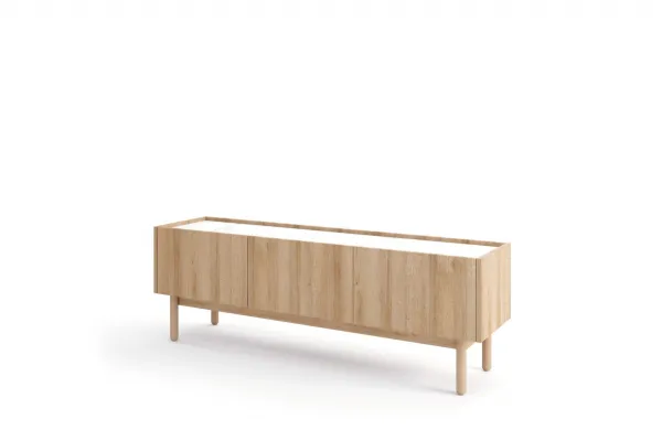 Piaski TV stolík Boho La 144 cm dub riviera/biely mramor