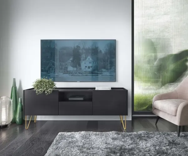 Piaski Televízny stolík Harmony Va 144 cm čierny/čierny mramor