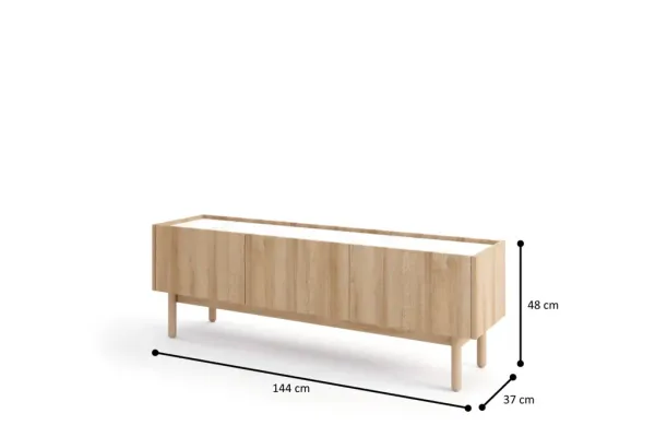 Piaski TV stolík Boho La 144 cm dub riviera/biely mramor