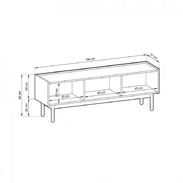 Piaski TV stolík Boho La 144 cm dub riviera/biely mramor