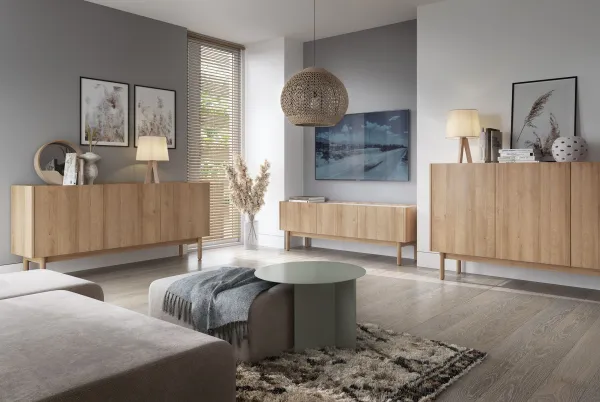 Piaski TV stolík Boho La 144 cm dub riviera/biely mramor