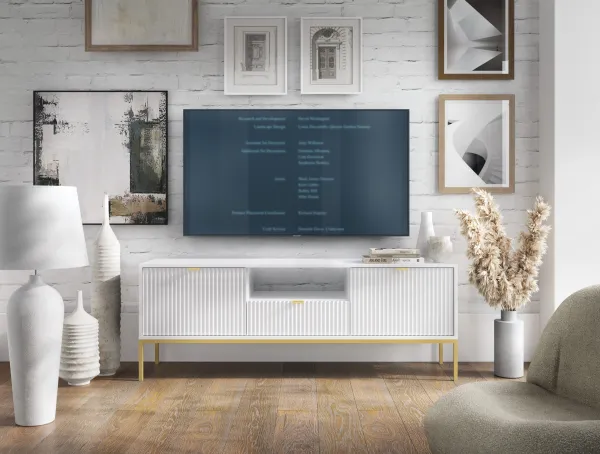 Piaski Televízny stolík Nova 154 cm biely/zlatý