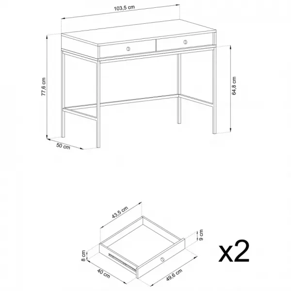 Piaski Toaletný stolík Mono II 104 cm modrý/čierny