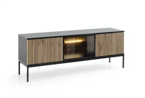Piaski TV stolík Sento s LED osvetlením 154 cm dub wotan/čierny