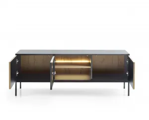 Piaski TV stolík Sento s LED osvetlením 154 cm dub wotan/čierny
