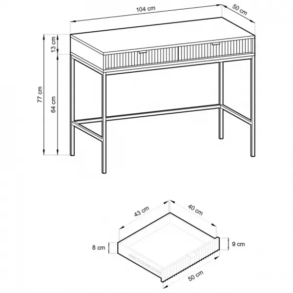 Piaski Toaletný stolík Nova 104 cm biely/čierny