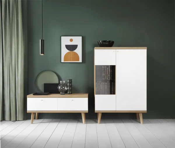 Piaski Televízny stolík Primo 160 cm dub Riviéra/biely