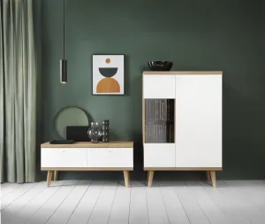 Piaski Televízny stolík Primo 160 cm dub Riviéra/biely
