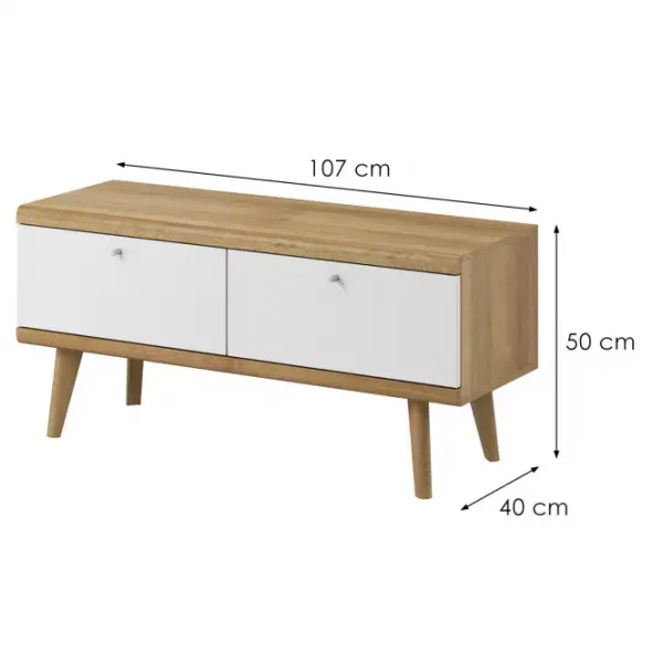 Piaski Televízny stolík Primo 107 cm dub Riviéra/biely