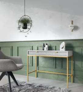 Piaski Toaletný stolík Nova 104 cm sivý/zlatý