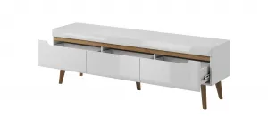 Piaski Televízny stolík Nordi 160 cm biely/dub Riviéra
