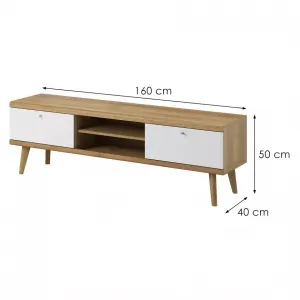 Piaski Televízny stolík Primo 160 cm dub Riviéra/biely
