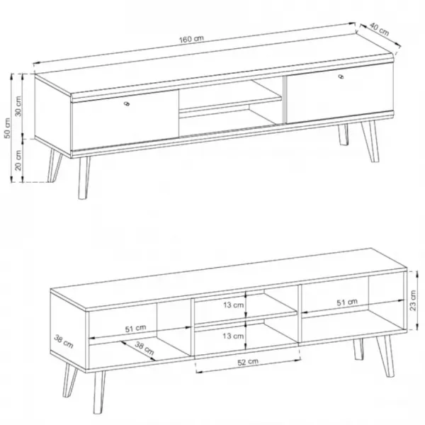 Piaski Televízny stolík Primo 160 cm dub Riviéra/biely