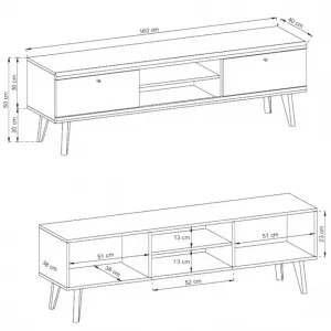 Piaski Televízny stolík Primo 160 cm dub Riviéra/biely