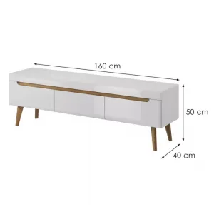 Piaski Televízny stolík Nordi 160 cm biely/dub Riviéra