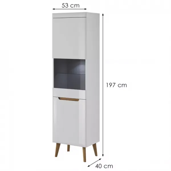Piaski Vitrína Nordi 53 cm biela/dub Riviéra
