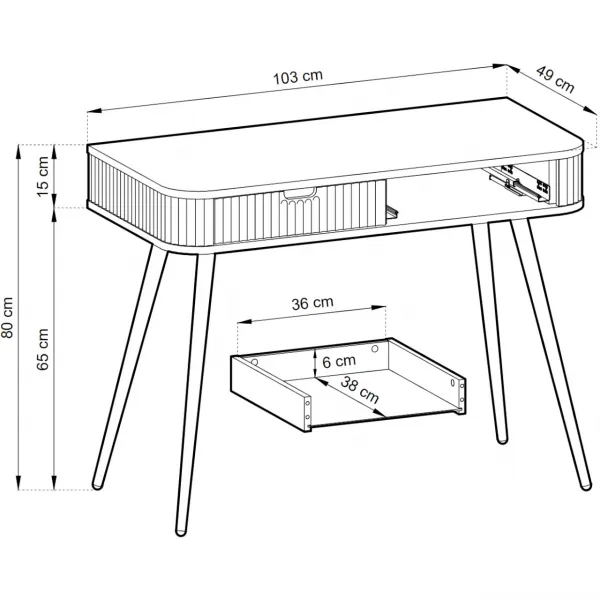 Piaski Toaletný stolík Zova 103 cm čierny/čierny rám