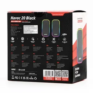 Marvo reproduktory HAVOC 20BK, 6W, černé, podsvícené