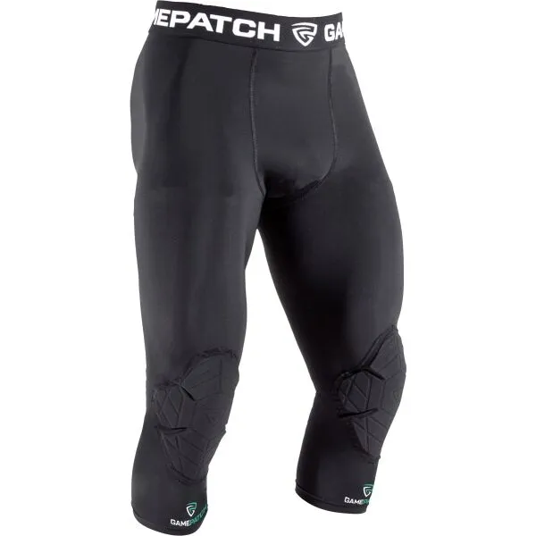 GAMEPATCH TIGHTS 3/4 WITH KNEE PADDING Kompresné unisex legíny, čierna, veľkosť