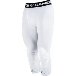 GAMEPATCH TIGHTS 3/4 WITH KNEE PADDING Kompresné unisex legíny, biela, veľkosť JUNIOR