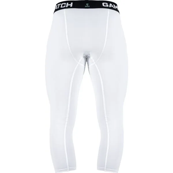 GAMEPATCH TIGHTS 3/4 WITH KNEE PADDING Kompresné unisex legíny, biela, veľkosť JUNIOR