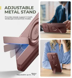 Dexnor MagSafe Kickstand Camprotector obal iPhone 16, vínový