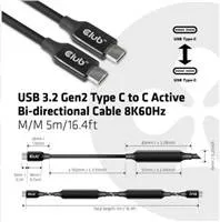 Kábel USB Club3D 3.2 Gen2 Type-C to C Active Bi-directional (M/M) 8K60Hz, 5m