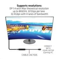 Kábel USB Club3D 3.2 Gen2 Type-C to C Active Bi-directional (M/M) 8K60Hz, 5m