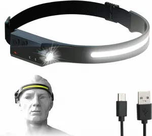 LED čelovka WLCHL03 so senzorom pohybu, IPX4, USB-C, 1200 mAh, čierna