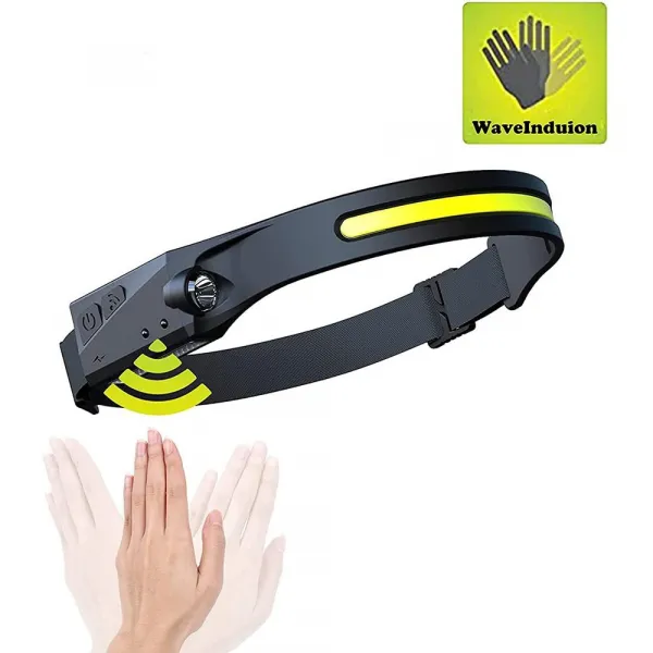 LED čelovka WLCHL03 so senzorom pohybu, IPX4, USB-C, 1200 mAh, čierna