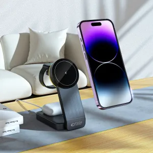 Tech-Protect A28 MagSafe bezdrôtová nabíjačka na mobil / Apple Watch / Airpods, čierna