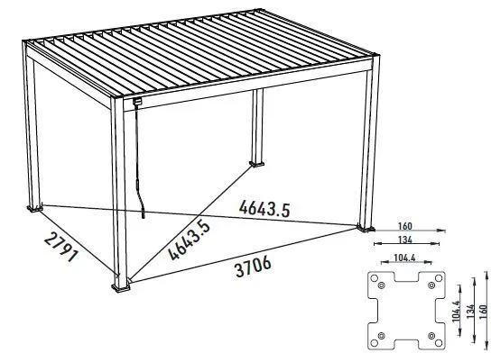 ArtRoja Bioklimatická hliníková pergola INTRO PLUS voľne stojaca | antracit  4 x 3 m