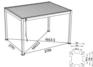 ArtRoja Bioklimatická hliníková pergola INTRO PLUS voľne stojaca | antracit  4 x 3 m
