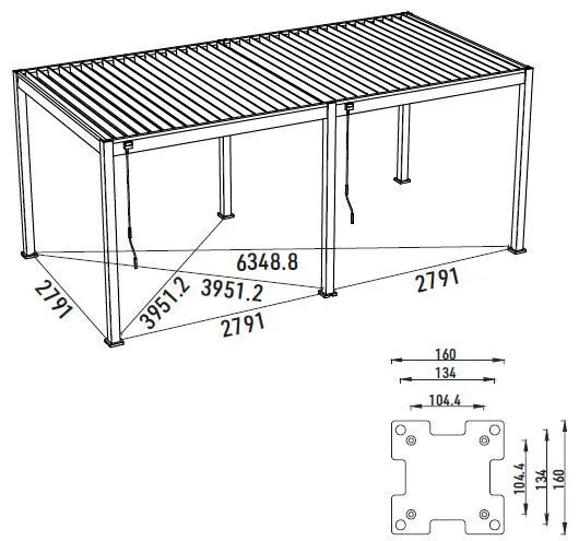 ArtRoja Bioklimatická hliníková pergola INTRO PLUS voľne stojaca | antracit  6 x 3 m