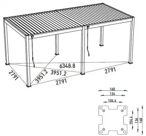 ArtRoja Bioklimatická hliníková pergola INTRO PLUS voľne stojaca | antracit  6 x 3 m
