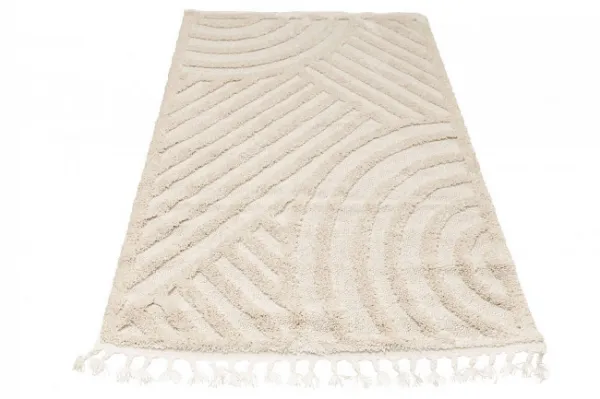 Koberec Berber 9754 so strapcami, ivory / krémový