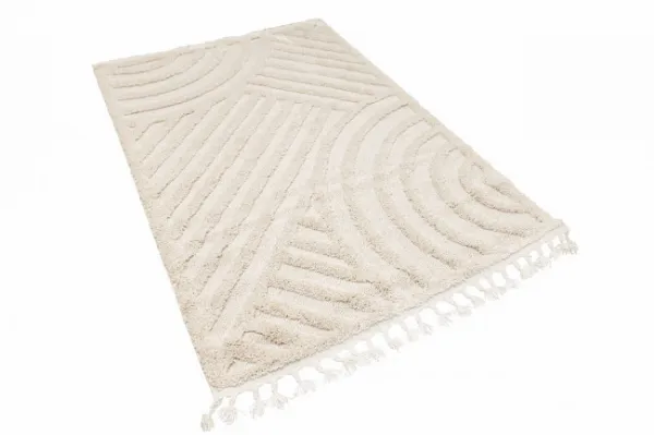 Koberec Berber 9754 so strapcami, ivory / krémový