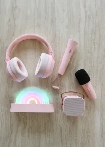 LALARMA Bluetooth Karaoke set mikrofón a reproduktor Ružový