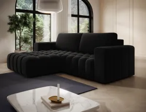 Eltap Rohová rozkládací sedací souprava BONETT 250 cm Mat Velvet 99 černá levá