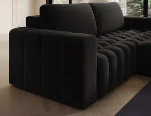Eltap Rohová rozkládací sedací souprava BONETT 250 cm Mat Velvet 99 černá pravá