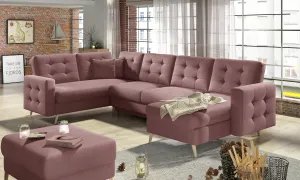 Eltap Rohová rozkládací sedací souprava ASGARD U 326 cm Mat Velvet 63 růžová univerzální
