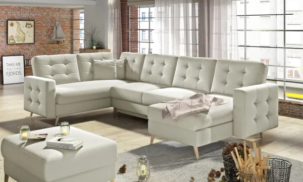 Eltap Rohová rozkládací sedací souprava ASGARD U 326 cm Soft 33 béžová univerzální