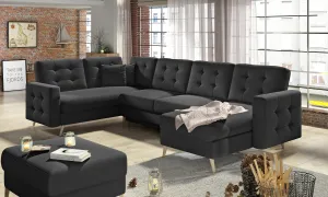 Eltap Rohová rozkládací sedací souprava ASGARD U 326 cm Soft 11 černá univerzální