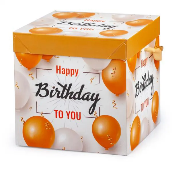 Darčeková krabička so stuhou TORO 15x15x15cm happy birthday