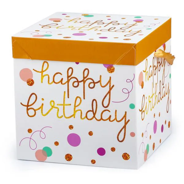 Darčeková krabička so stuhou TORO 15x15x15cm happy birthday