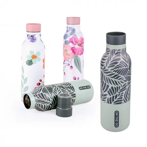 Nerezová termoska so stop ventilom KITCHISIMO 480ml sivá