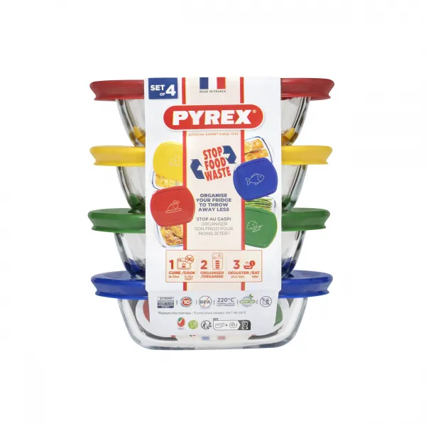 Sada sklenených dóz s viečkom PYREX 4x300ml