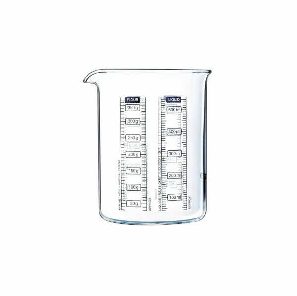 Sklenená odmerka s lievikom PYREX 500ml