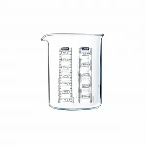 Sklenená odmerka s lievikom PYREX 500ml