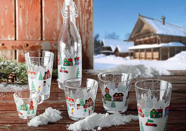 Sklenený hrnček CERVE Nadia 310ml SNOW VILLAGE
